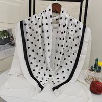 new ins style silk scarf female retro french polka dot black and white scarf decorative scarf silk thin shawl