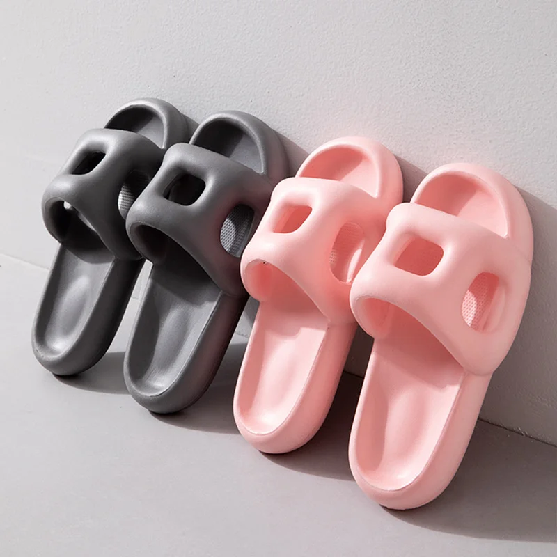 Hollow Out Thick Soles Man Women Slippers Couple Cool Slippers Female Household Indoor Anti-skid Deodorant Shoes Male