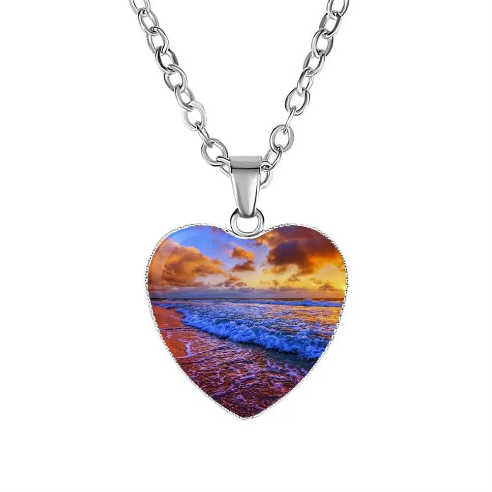 Для девочек лучший подарок волны и закат очень дешевое ожерелье из стекла с
