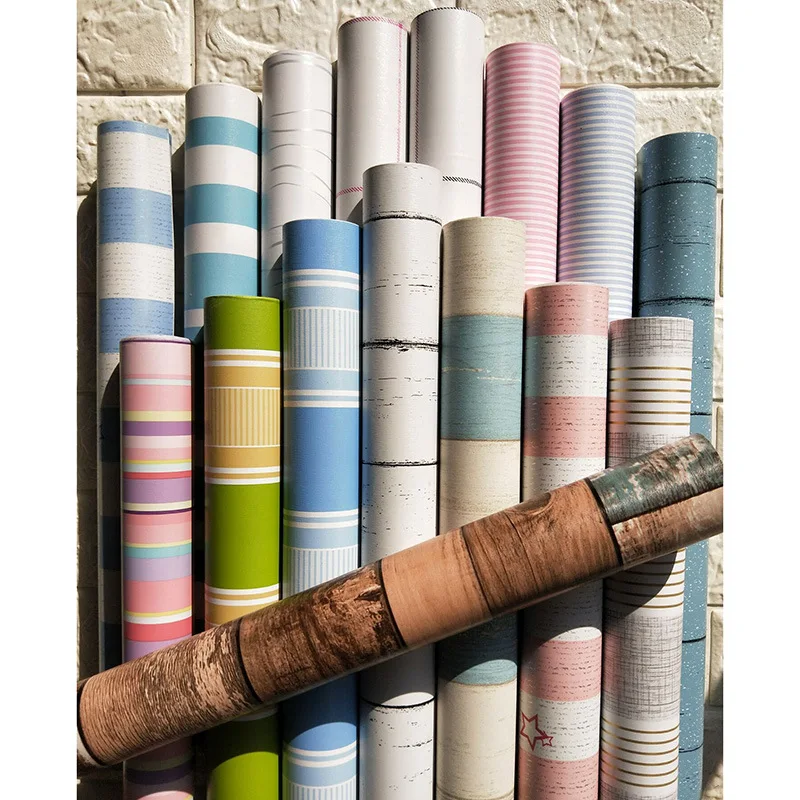 

Self-Adhesive Wallpaper Wood Grain Striped Bedroom Furniture Renovation Waterproof Decorations for Living Room for The Walls