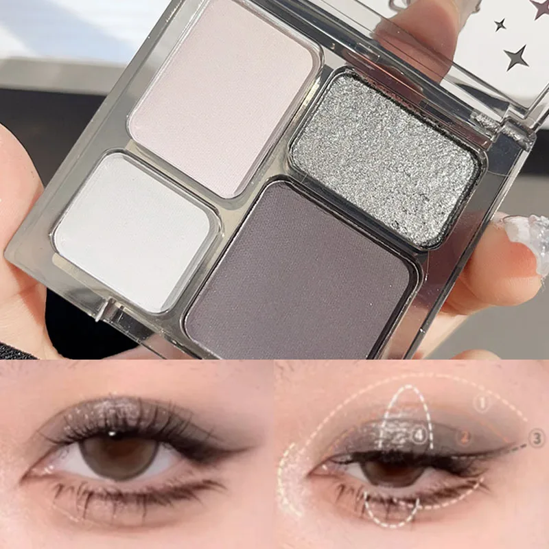 Блестящие дымчатые серые тени для век Палитра стойкие матовые перламутровые