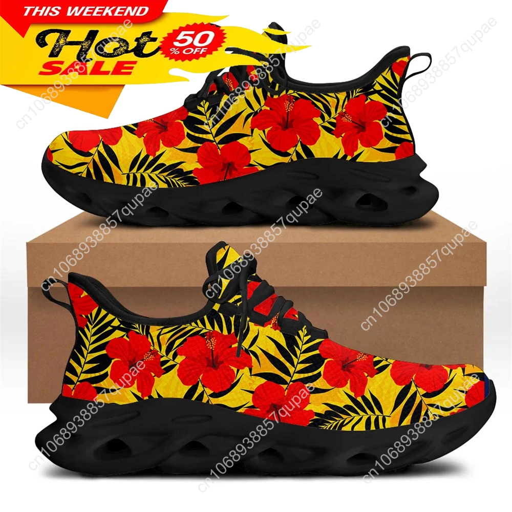 Тропические Гавайи гибискус кроссовки на плоской подошве с цветочным принтом