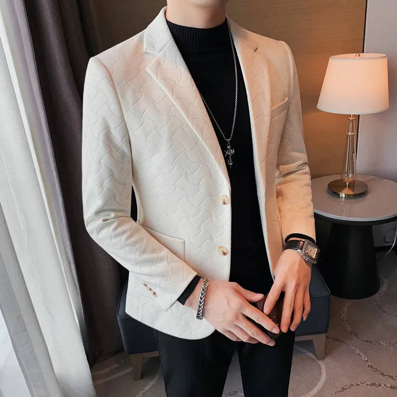 

High Quality Solid Color Business Blazer New Autumn Winter Men Simple Leisure Slim Fit Suit Jacket Banquet Wedding Dress/ Tuxedo