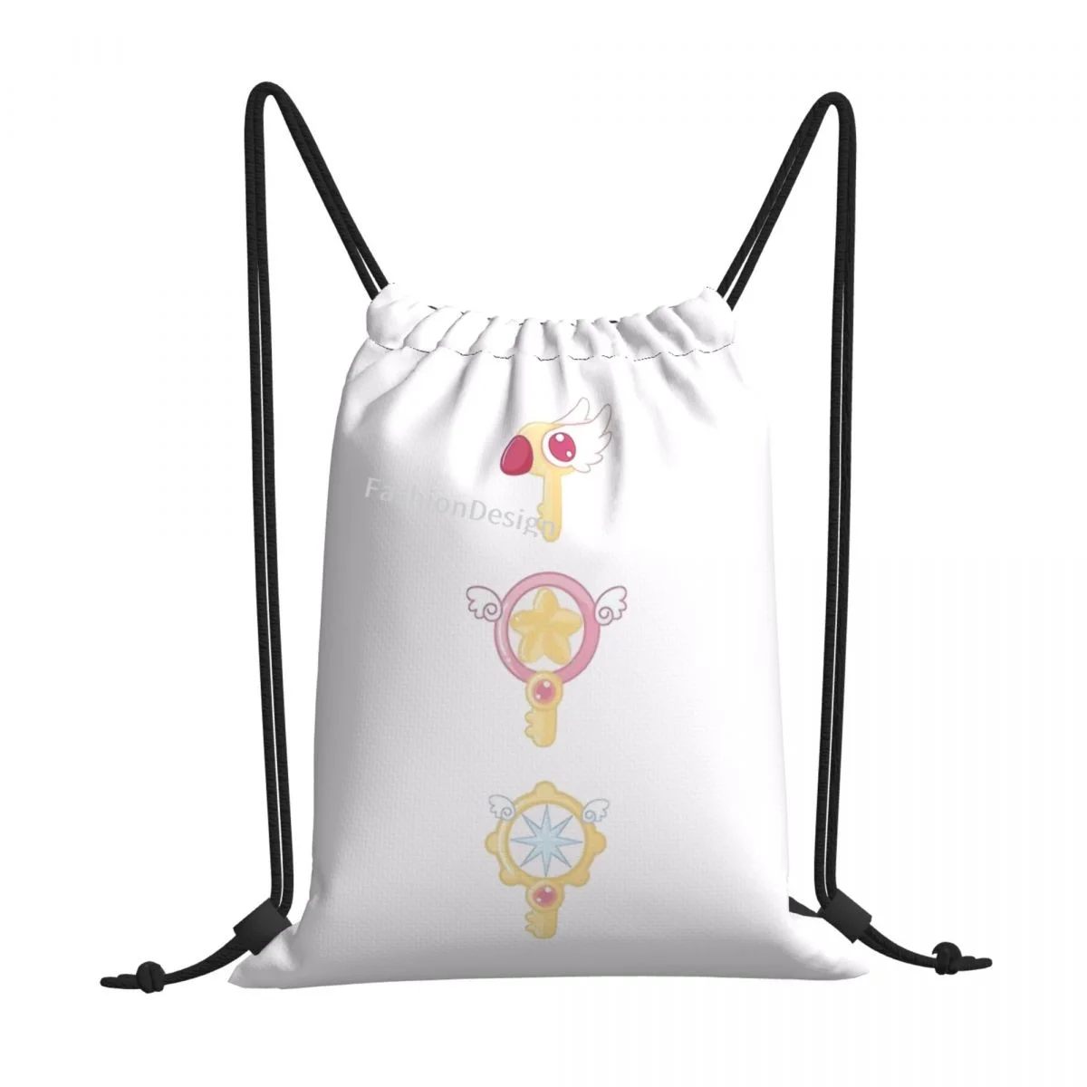 

Cute Magical Keys Card Captor Sakura Anime Drawstring Bags Travel Unisex Waterproof Storage Organize Bundle Pocket Rope Bag