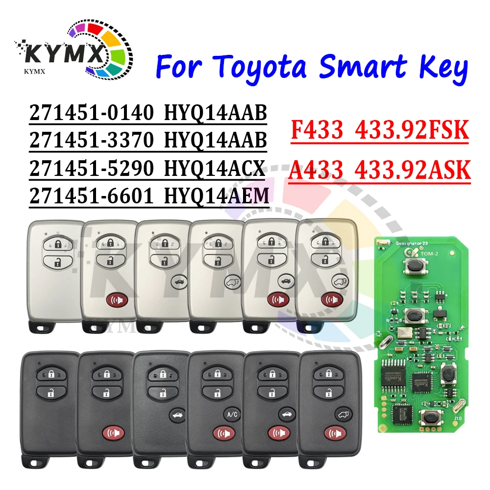 Фото Умный ключ KYMX 271451-5290 3370 0140 6601 F433 A433 4DChip для Toyota LandCruiser Prado Camry Crown Aurion LC200 Venza Prius C V №1