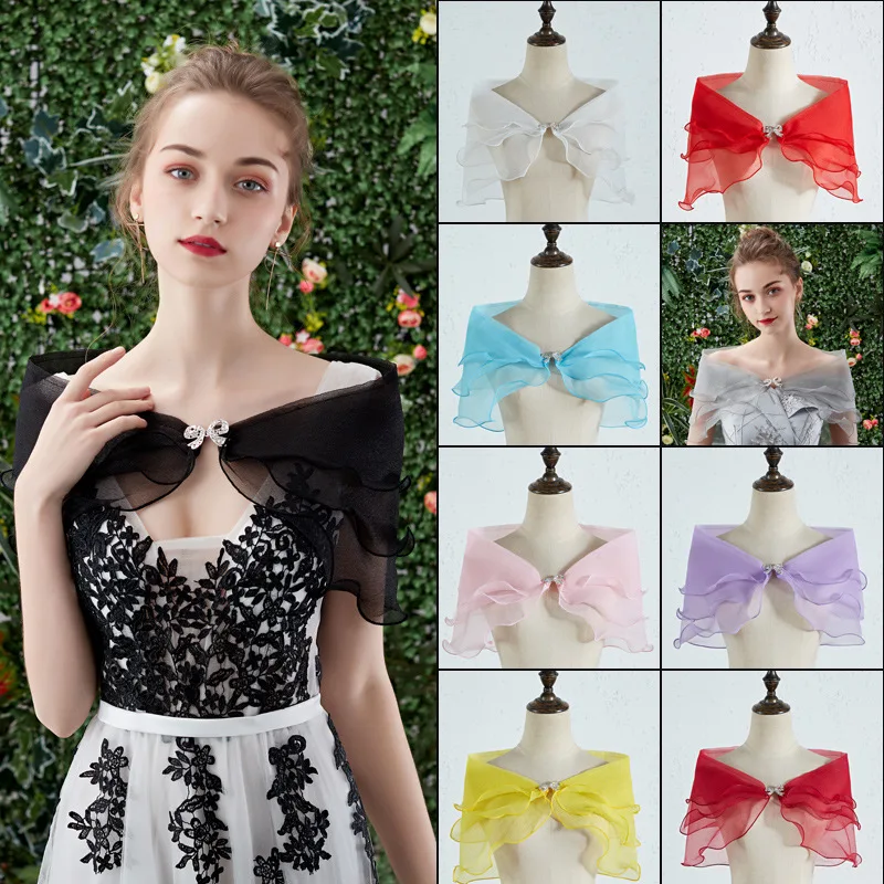 

Wedding Cape Black Champagne Bolero For Dress White Blue Bridal Cape Femme Mariage Women Wedding Accessories Capa Novia