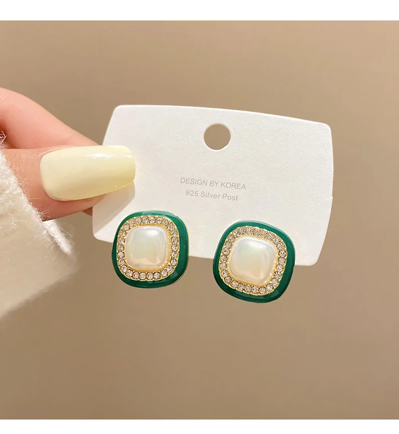 

New Korean Earrring for Women Square Pearl Stud Earring Exquisite Sweet Wedding Party earring Brincos Gift