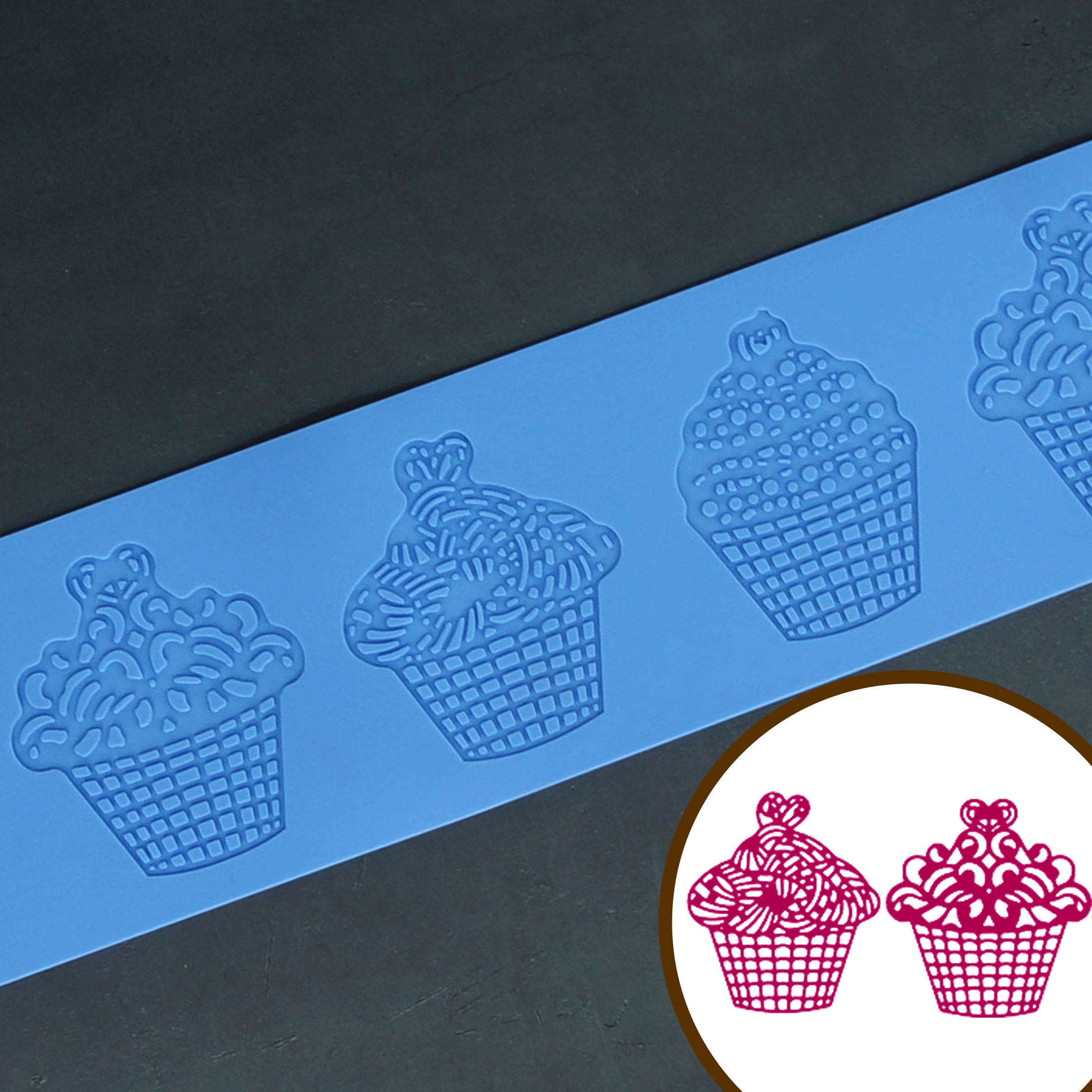 

Мультяшный кружевной коврик в форме мороженого, силиконовый коврик для сахарного ремесла, Инструменты для декорирования десертов и капкей...