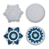 mandala round shape coaster resin silicone mold casting molds for diy traypressure plate mold