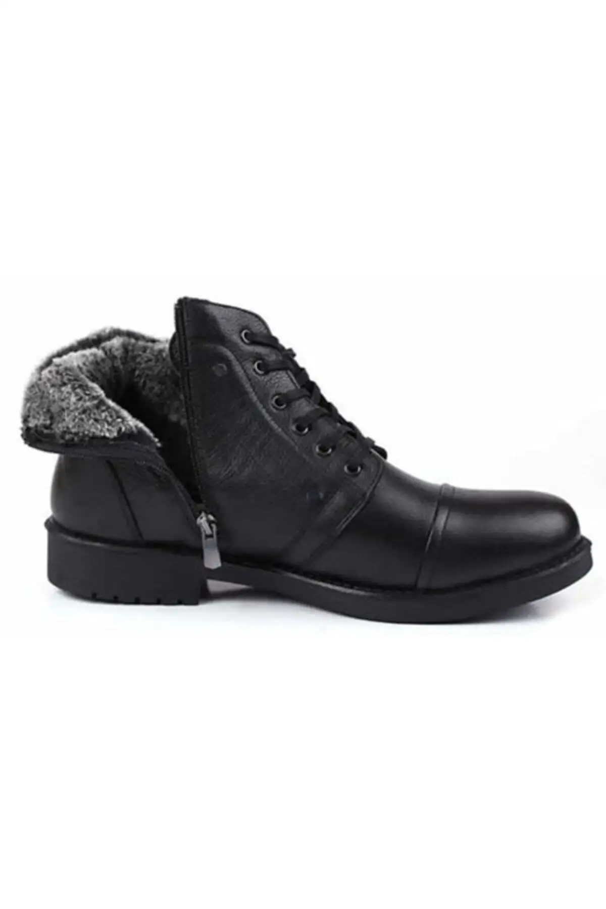 

Black genuine leather rubber floor winter Outdoor Casual Warm Activities Hiking Work Boots
