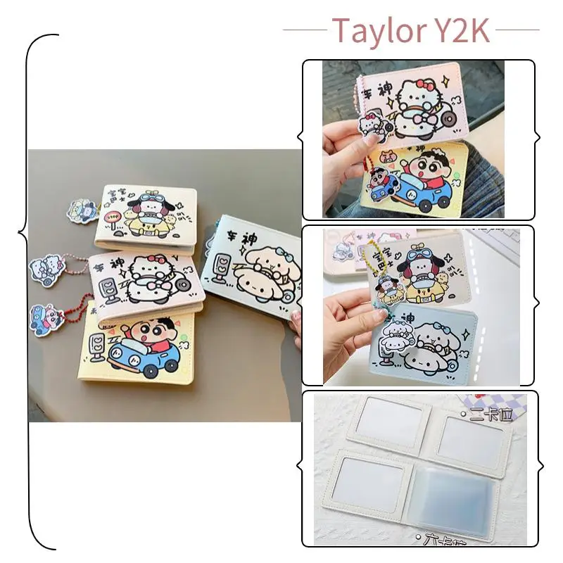 

Kawaii Crayon Shin-Chan Card Bag Anime Sanrio Cinnamoroll Hello Kitty Fashion Creative Driver License Bank Card Protector Case