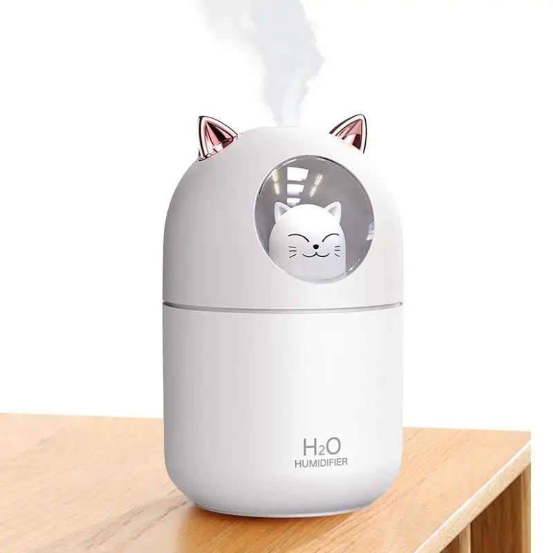 

Cool Mist Humidifiers 300ML Cat Shape Air Aroma Diffuser USB Personal Desktop Humidifier With Night Light For Baby Bedroom