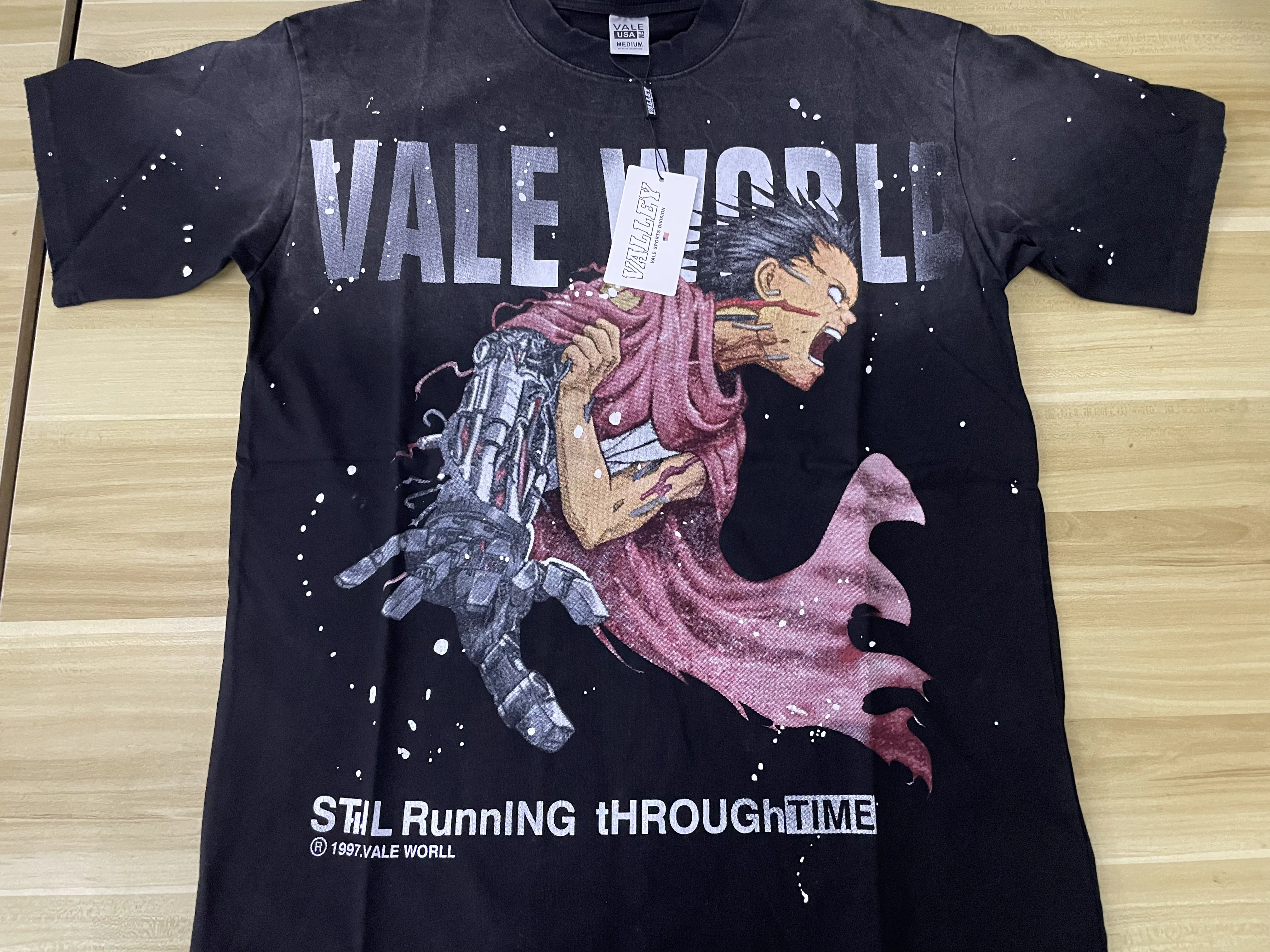 Фото Футболка Vale Forever American Fashion с принтом Splash Ink, унисекс, свободного кроя, винтажная, повседневная, с круглым вырезом №3