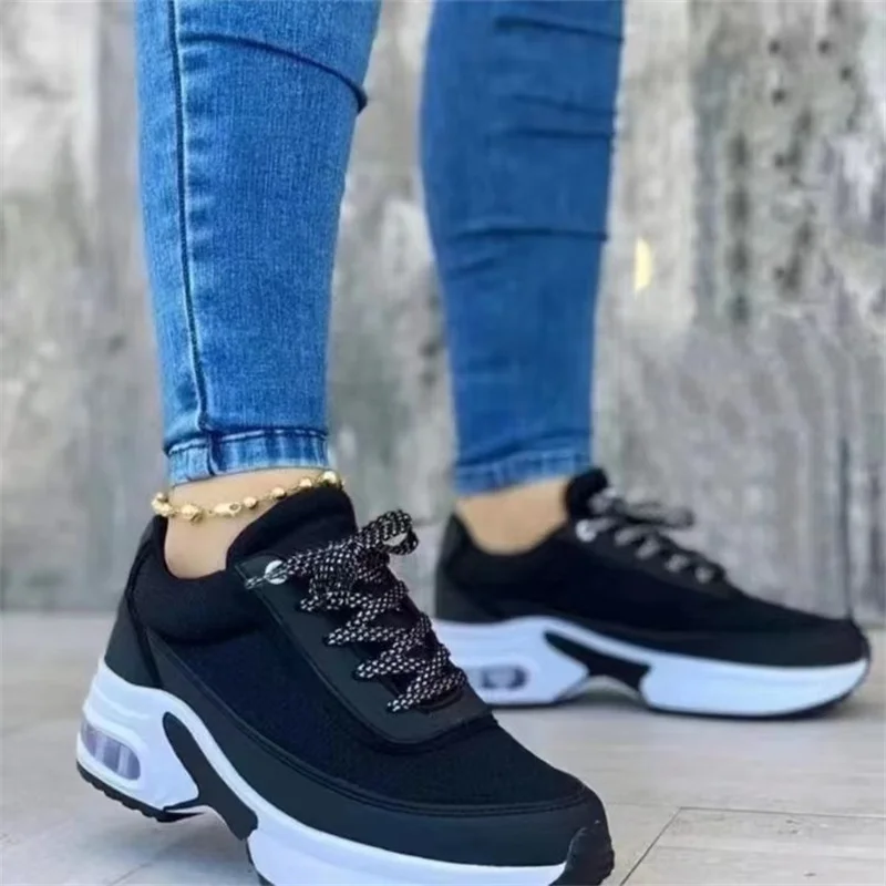 Wedge Platform Sneakers 2023New Fashion Plus Size Casual Sports Shoes Women Lace-up Mesh Breathable Women's Vulcanized Shoes
