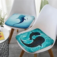 blue watercolor whale shark marine animals creative seat pad household cushion soft plush chair mat winter office bar seat mat