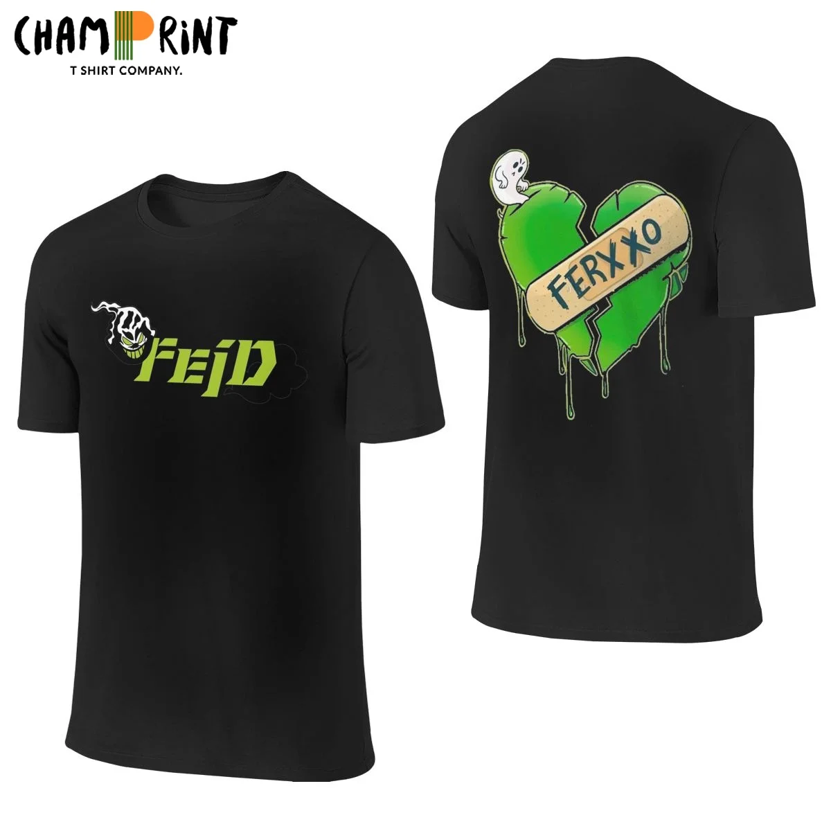 

Футболка мужская с логотипом Ferxxo Merch Feid, винтажная рубашка из чистого хлопка с круглым вырезом, с коротким рукавом, с логотипом спереди и сзади