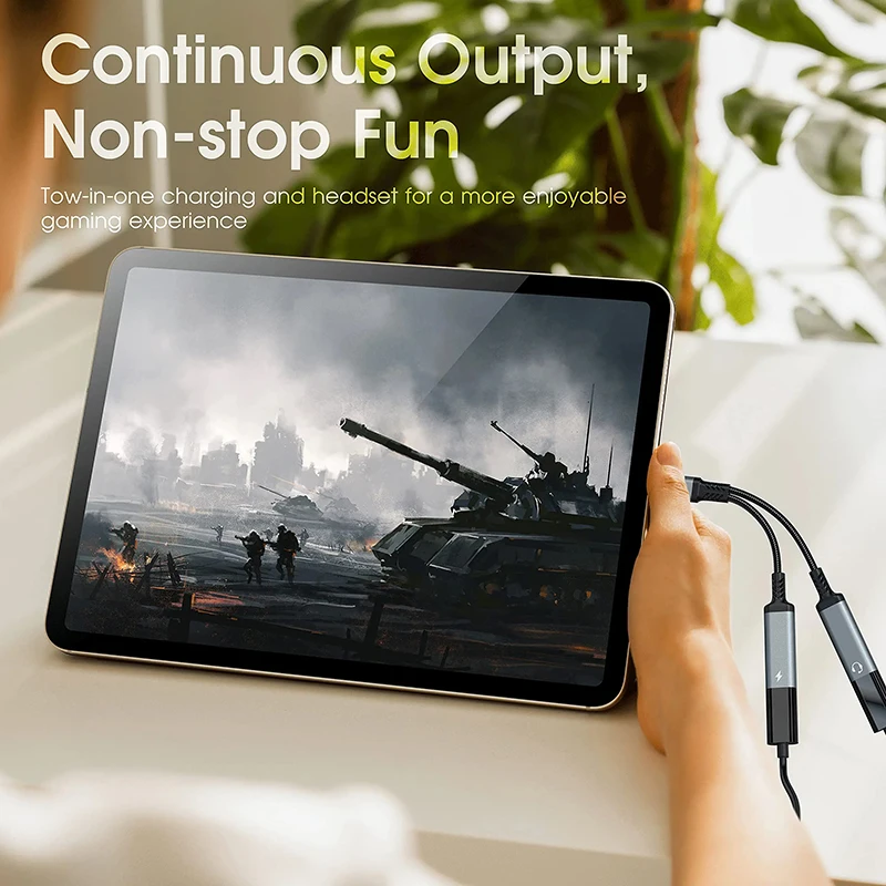 Кабель Для Быстрой Зарядки PD 60 Вт Разветвитель USB C 2-в-1 Аудиоадаптер С Разъемом