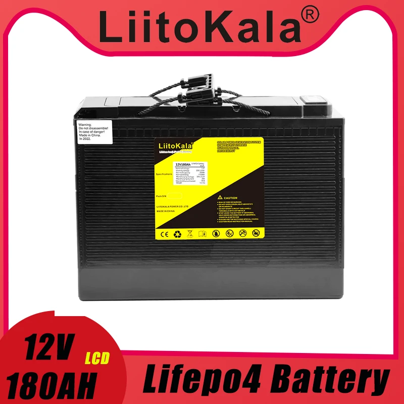 

2023 LiitoKala 12V 180Ah LiFePO4 Battery Lithium Power Battery 4000 Cycles For 12.8V RV Campers Golf Cart Off-Road Off-grid