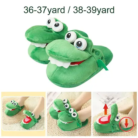 Домашняя обувь с героями мультфильмов на плюшевой противотуманной обуви, теплая для мужчин и девочек, пол