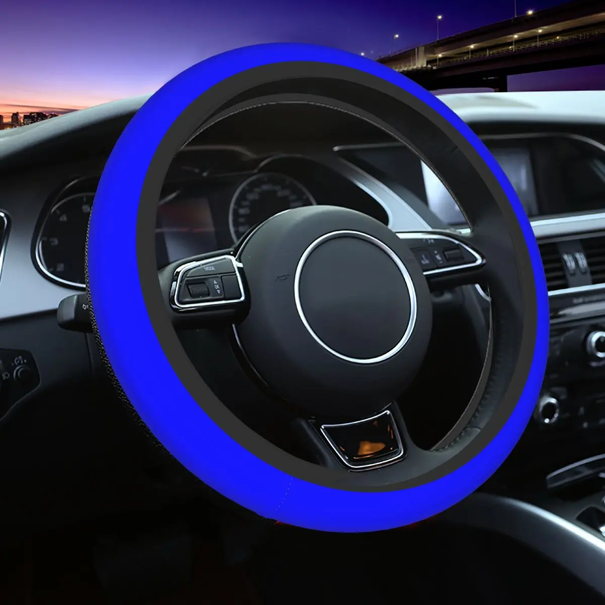 

38cm Car Steering Wheel Cover Blue Solid Color Braid On The Steering Wheel Cover Auto Decoration Colorful Car Accessories