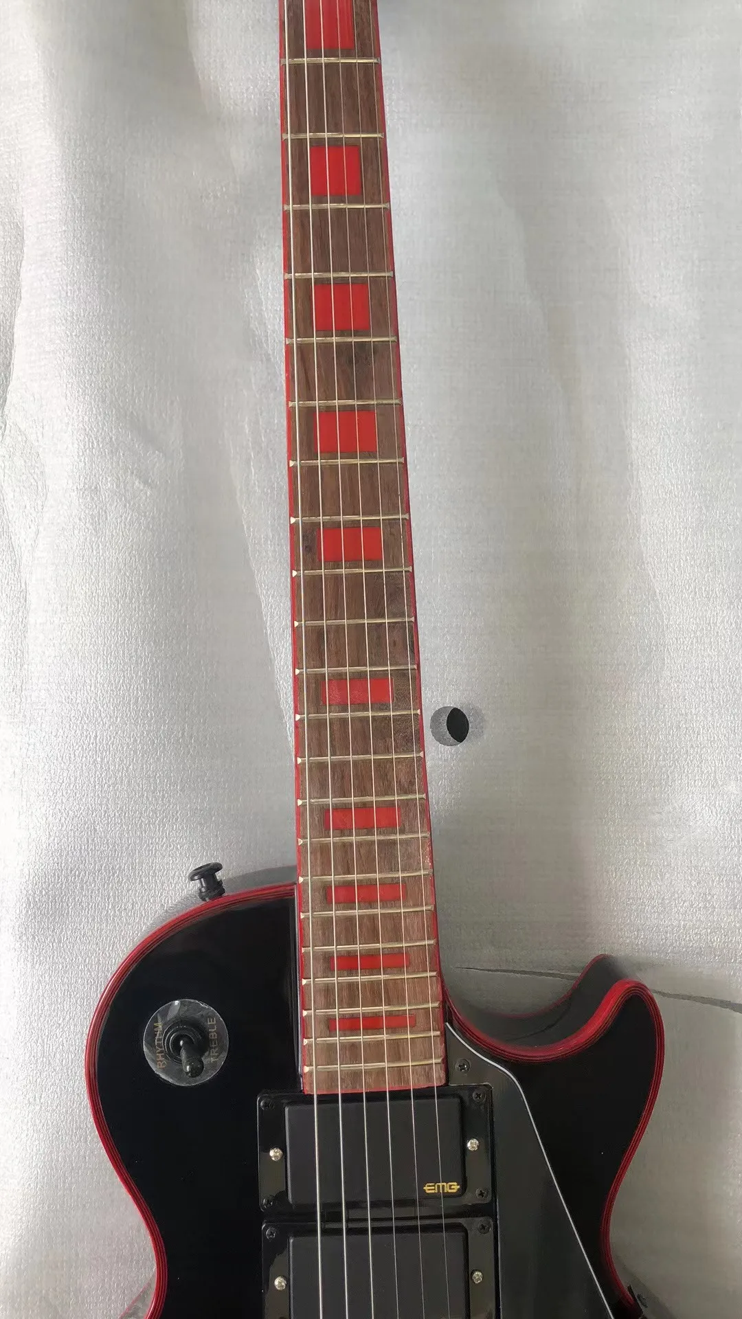 

Oem 6 String Electric Guitar Mahogany Body And Neck Inlays Red EMG Pickup Black Hardware Free Delivery