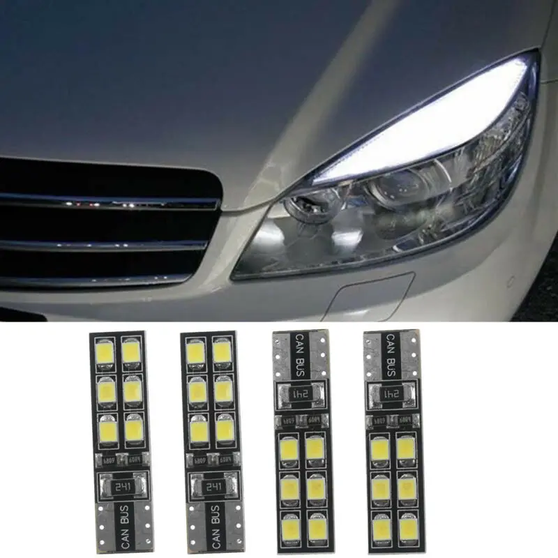 

4x Error Free Eyebrow Eyelid Light Bulb For LED For Mercedes For Benz W204 C300 C350 T10-12SMD-2835 LED DC12V 6000K White