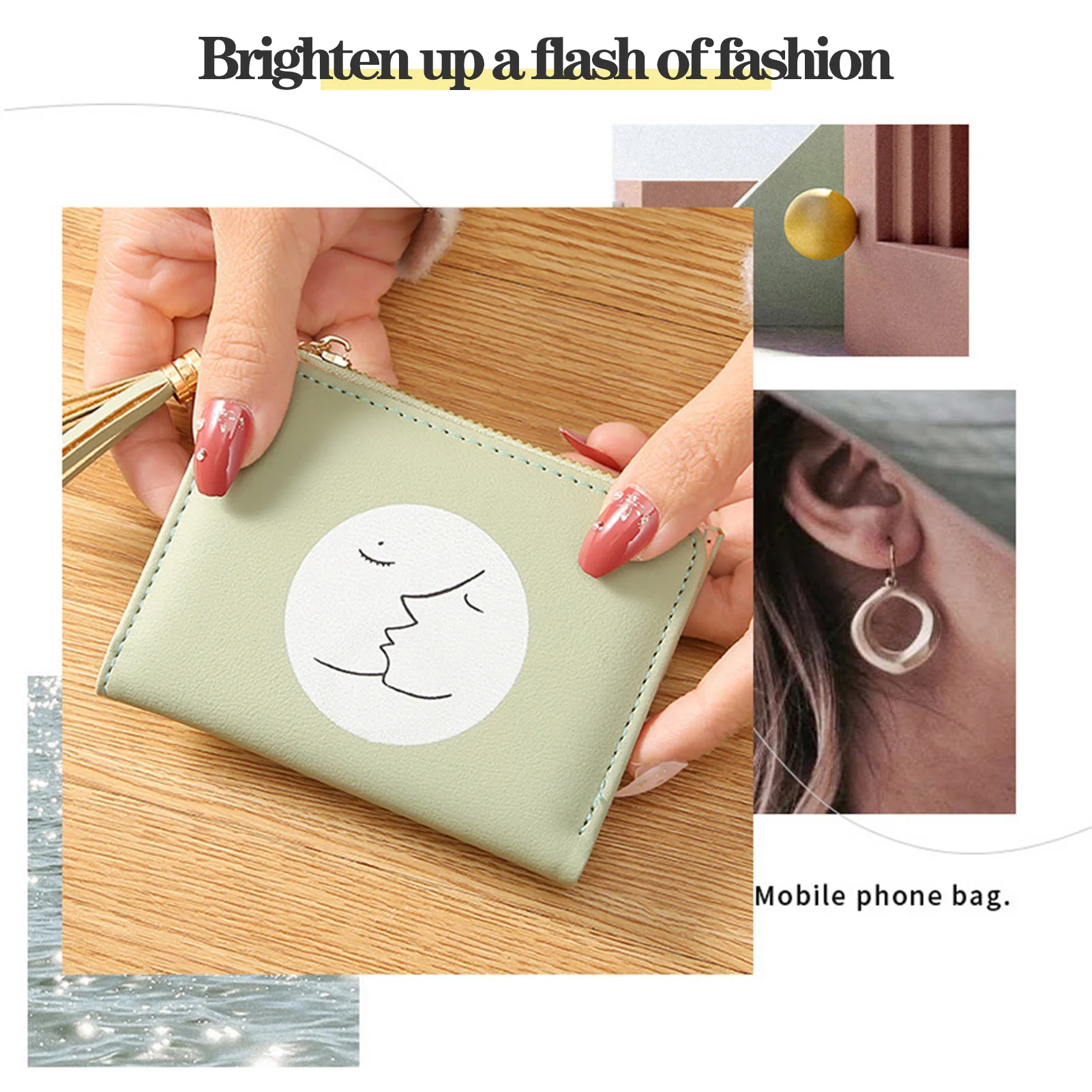 

Кошелек с пряжкой для карт и принтом в новом стиле, многофункциональный вместительный бумажник, принадлежности для хранения денег