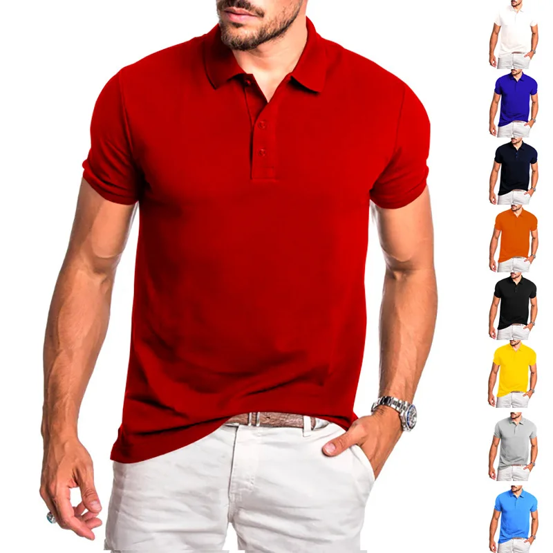 

2023cotton Men's Casual Clothes Summer Stretch Multi-color Plus Size Short Sleevepoloslim Fit Shirttshirt Top