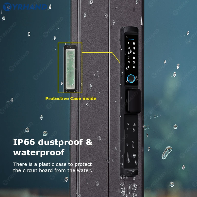 TUYA APP Waterproof Smart Fingerprint Password Card Door Lock Bridge-Cut Aluminum Alloy For Outdoor Pull Push Sliding Door images - 6