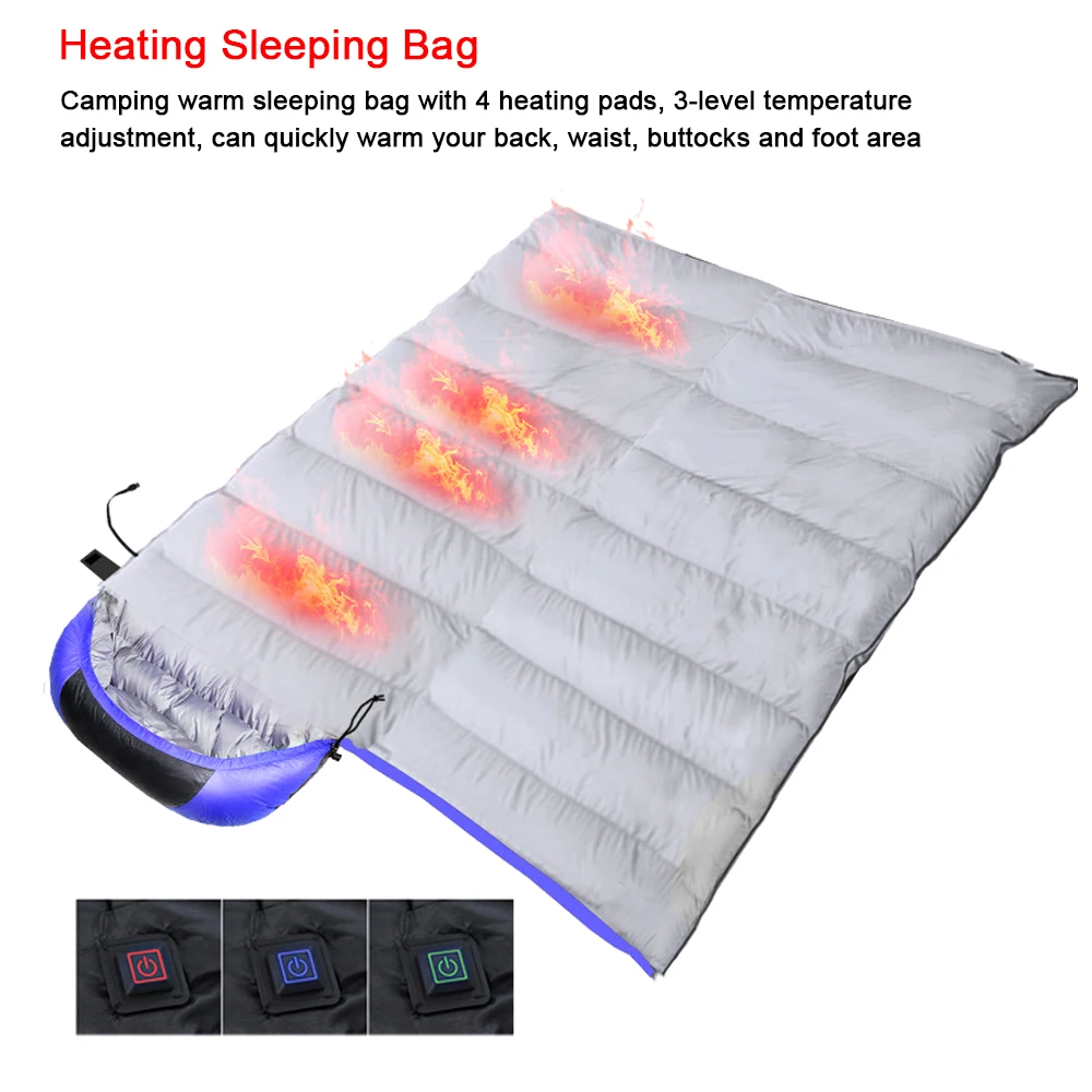 

Heated Sleeping Bag for Adults USB Powered Heating Pad Camping Warm Sleeping Bag with 3-Level Temperature for Camping Hiking