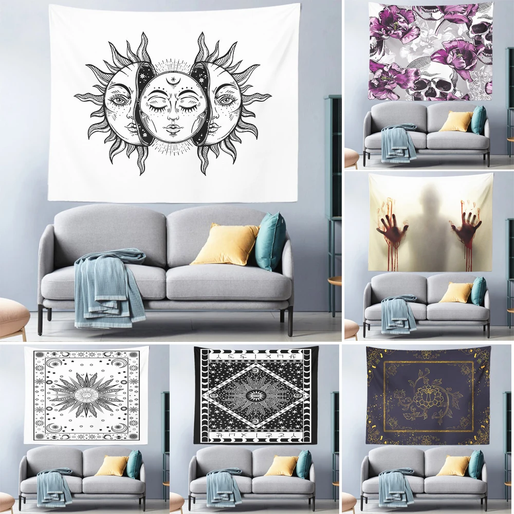

White Sun Window Tree Leaf Tapestry Wall Hanging Astrology Divination Bedspread Matwitchcraft Mandalay Hippie Mandalas Brujeria