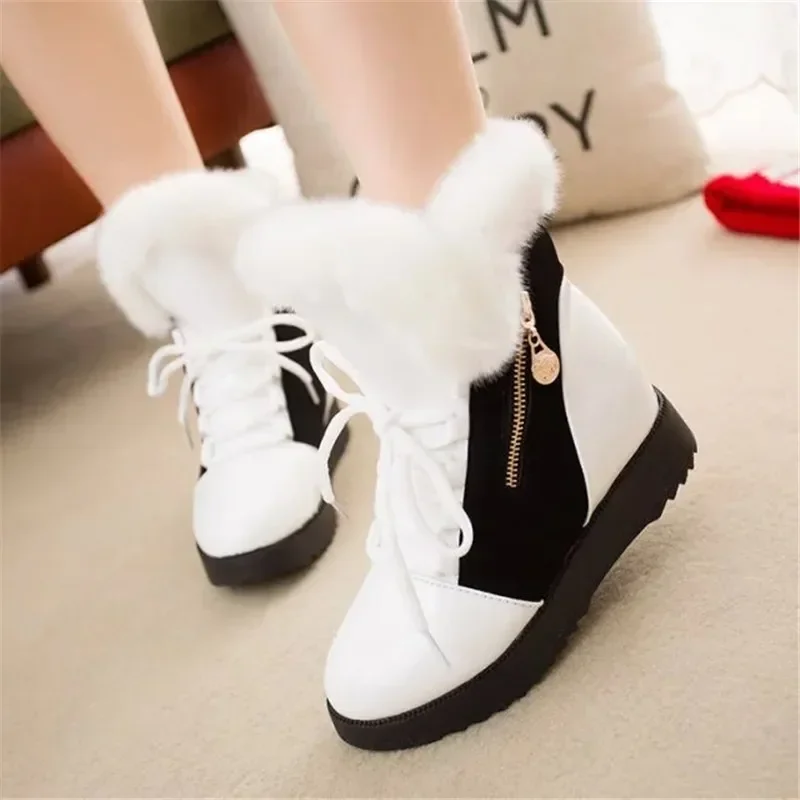 

Women Boots platform Winter Shoes Women Snow Boots Platform Keep Warm Ankle Winter Boots With Thick Fur Heels Botas Mujer