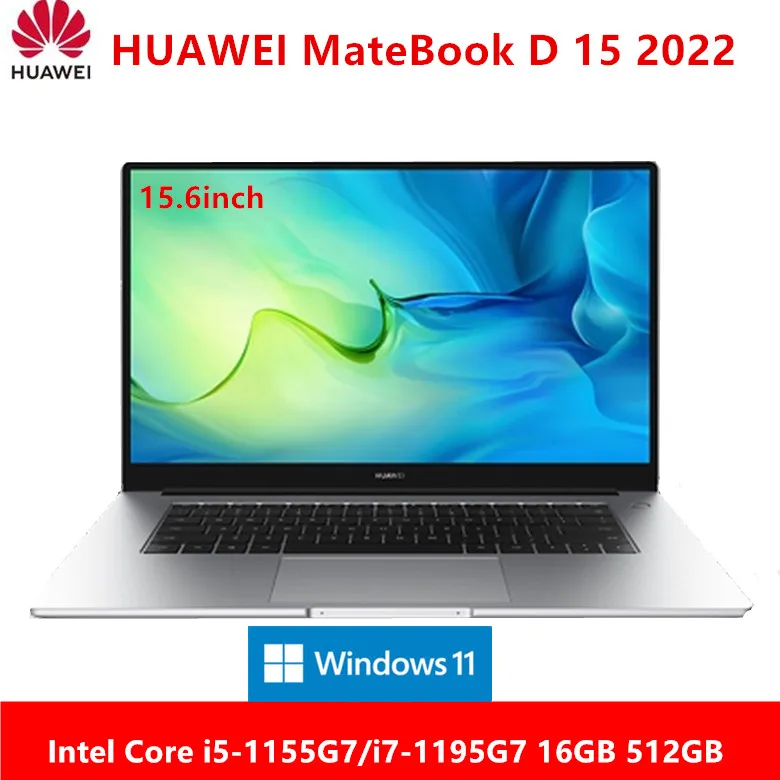 

2022 HUAWEI Laptop MateBook D 15 i5-1155G7/i7-1195G7 CPU Intel Xe GPU 16GB 512GB 15.6" Eye Protection Full Screen NoteBook PC