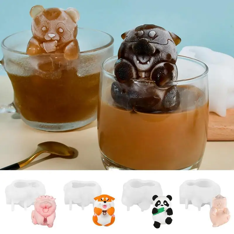 

Panda Ice Molds Ice Maker Mold Reusable 3D Silicone Leak Proof Ice Molds For Whiskey Bourbon Cocktails Coffee Soda Fun Drinks