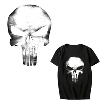 skull patch iron on transfer punk skull patches for clothes t shirt jacket washable vinyl heat stickers applique thermal press