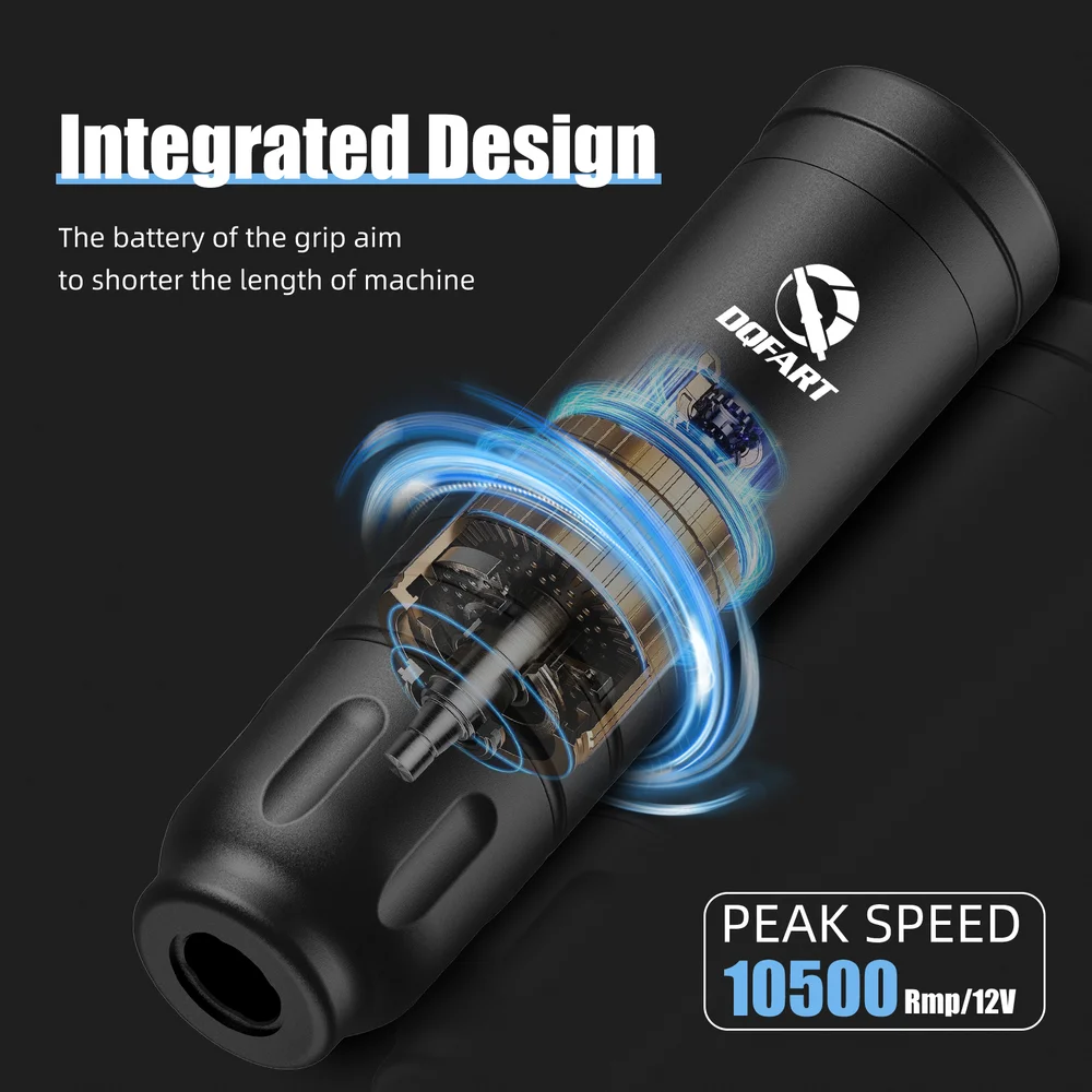 Фото Беспроводная электрическая тату-машинка DQFART T1 с LED-подсветкой (3 цвета), 1500 мАч, для тату-чернил Ren Blue Soap, профессиональная, для тату-мастеров №3