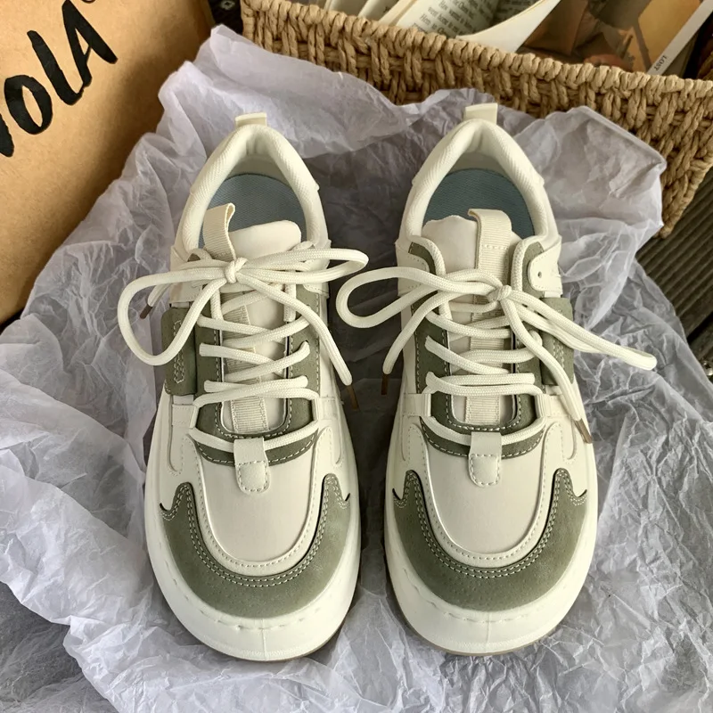 Women's Casual Sports Shoe Summer Mixed Colors All-Match Retro Sneakers 2022 New Lace-Up Platform Lightweight Walking Footwear