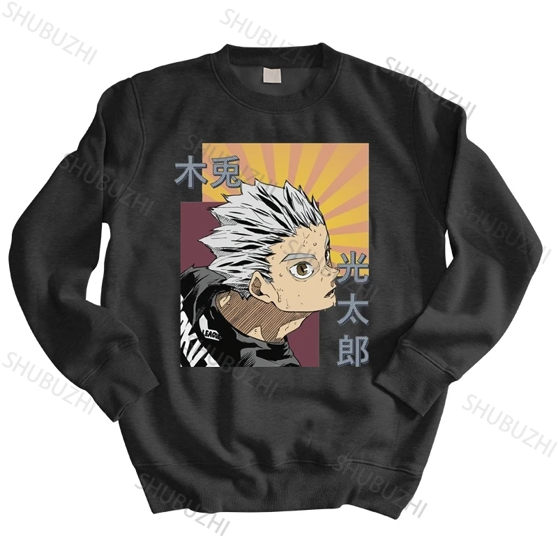 

men autumn sweatshirt black hoody Vintage Anime Manga Haikyuu Bokuto Kotarou Fukurodani thin Japan Manga