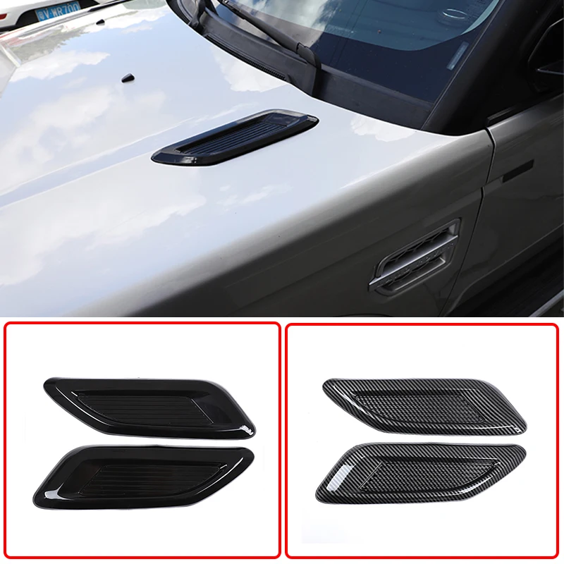 

2 Pcs Of ABS Carbon Fiber/Piano Black Exterior Details Automotive General Engine Cover Vents Decorative Stickers Car Accessories