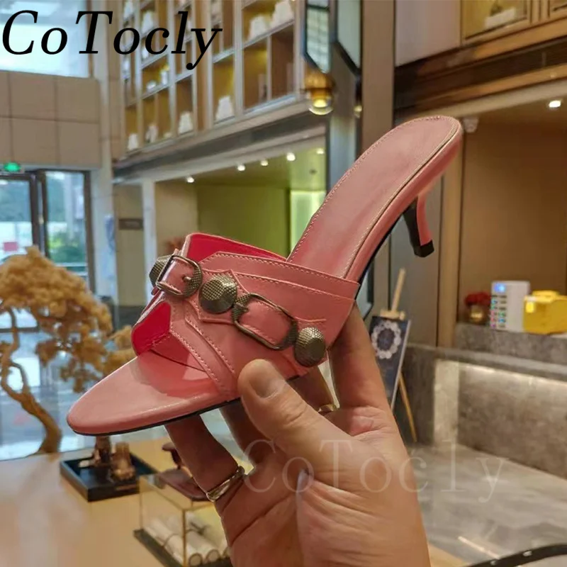 Шлепанцы женские с острым носком сандалии-гладиаторы на высоком каблуке