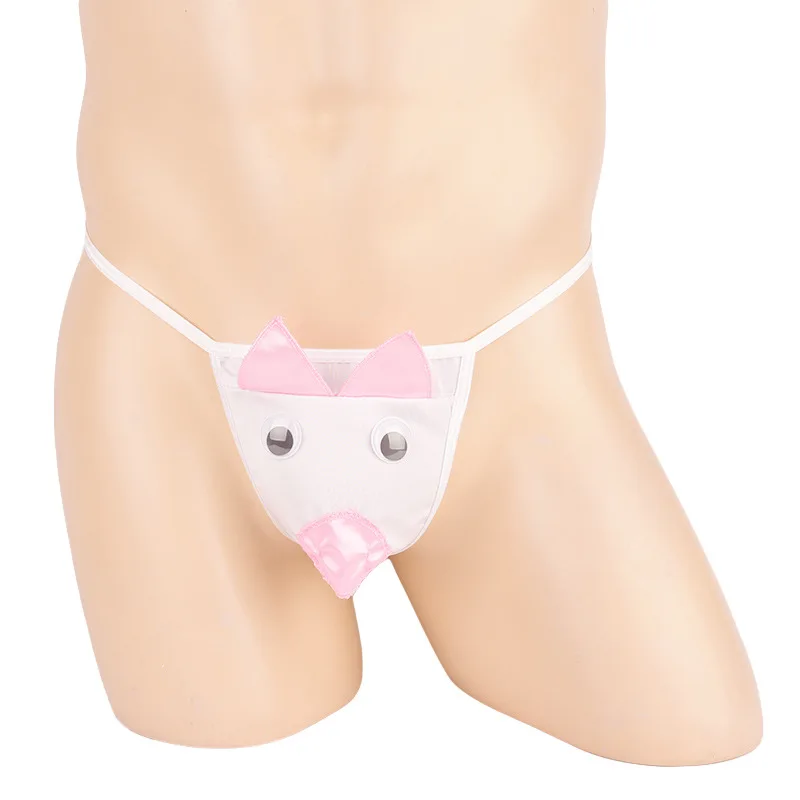 

Мужские сексуальные трусы-бикини с переводными картинками в виде розовой свиньи, стринги, танга, соблазнительные стринги с Т-образной задне...