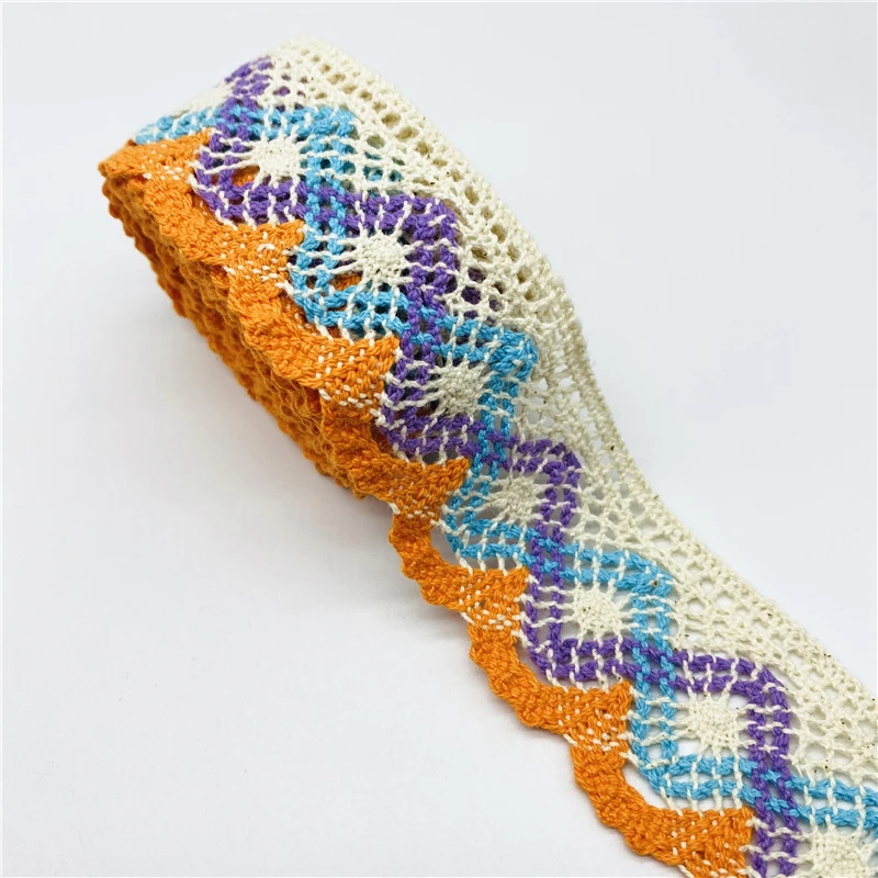 

2 Yards Cotton Knitting Lace Ribbon For Apparel Sewing Fabric Folk-Custom Style Crochet DIY Clothing Decor Handmade Accessories