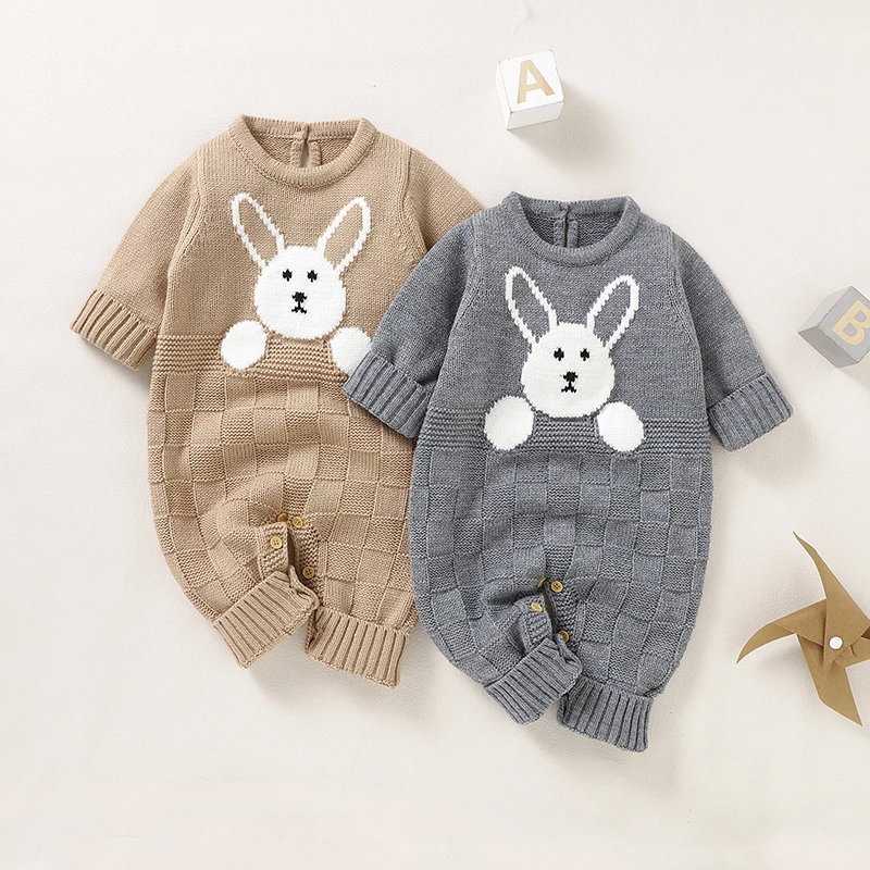 

Baby Rompers Knitted Newborn Girls Boys Jumpsuits Cute Rabbit Infant Toddler Clothing 0-18M Onesies Long Sleeve Playsuit Autumn