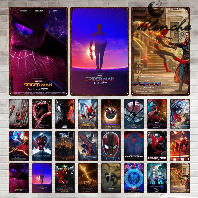 

Металлический знак из фильма Marvel «Человек-паук», Оловянная железная пластина, серия фильмов, костюмы, картина, настенное искусство, картина ...