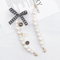 fashion new diy frosted pearl bow bracelet screw buckle trendy female mobile phone case anti falling pendant pearl chain trendy