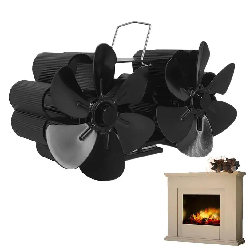 

Wood Stove Fan 12 Blade Fireplace Fan With Non-Electric Heat Powered Wood Stove Accessories Flue Pipe Hanging Fireplace Fan For