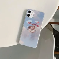 vintage sweet angel phone case for iphone cartoon tansparent tpu phone case for iphone 13 12 11 pro x xr xs max protection case