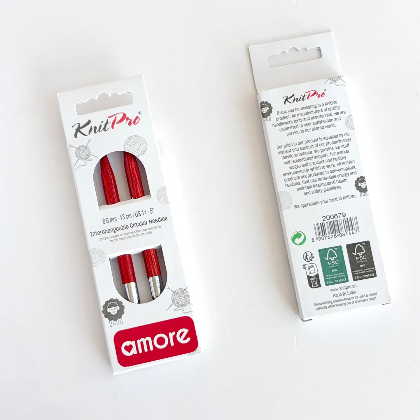 Новые спицы Knitpro Amore Red Regular 5 дюймов с съемным кольцом из березы, гладкие. (art.: 3920dcd7df948) - 3920dcd7df948