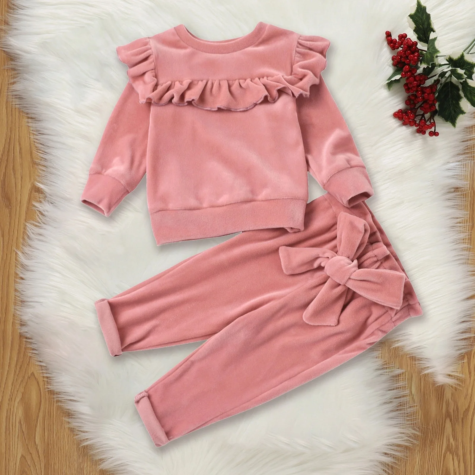 

Комплекты одежды для маленьких девочек, весна-осень, детские бархатные толстовки и штаны принцессы, костюм из двух предметов для новорожденных девочек, наряд для малышей