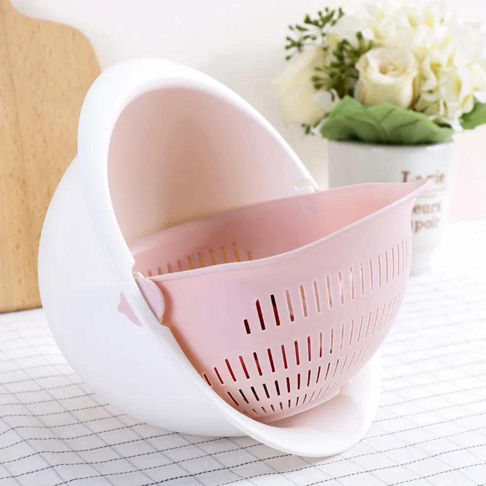 

Double Drain Basket Bowl Rice Washing Kitchen Sink Strainer Noodles Vegetables Fruit Kitchen Gadget Colander Coladores De Cocina